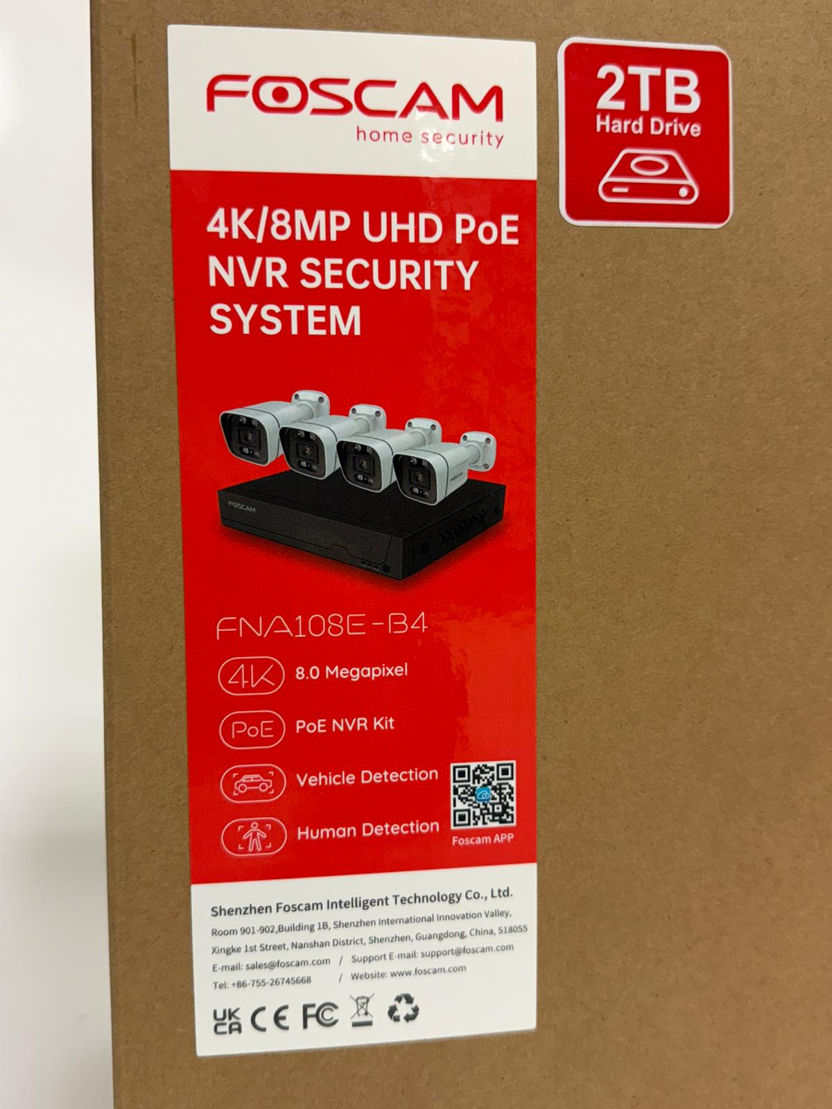 Foscam FNA108E-B4-2T – Kit vidéosurveillance PoE 4 caméras 4K (8MP) – 2TB