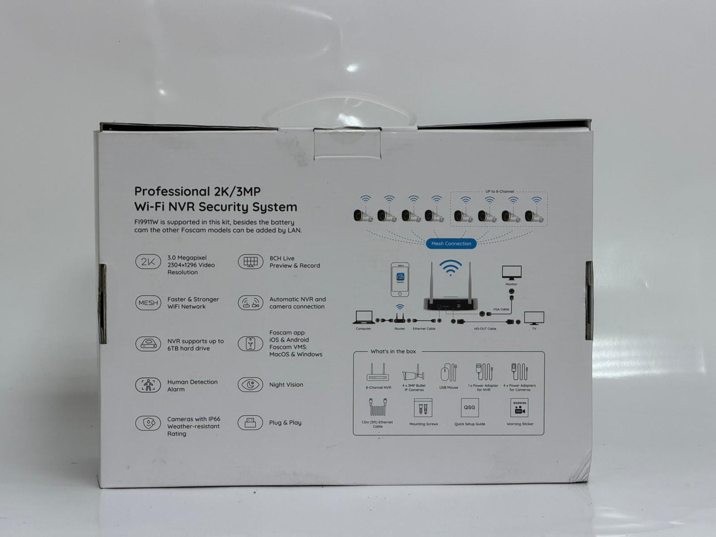 Kit vidéosurveillance Wi-Fi 4 caméras – Foscam FN8108W-B4-N